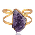 Bracelete Amethyst Natural Drusy e Bracelete De Ouro